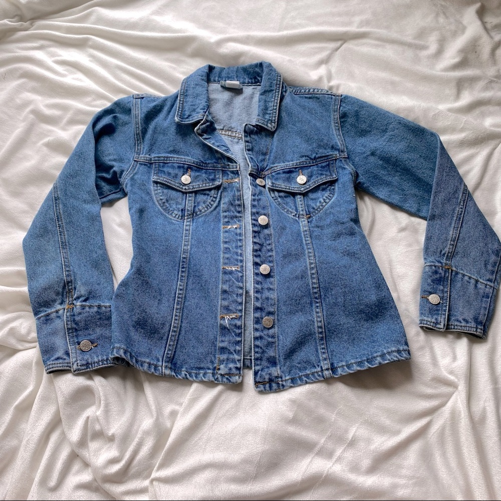 Moda Intl Denim Jean Jacket 100% Cotton Vintage Sz Xsmall Button School Fall